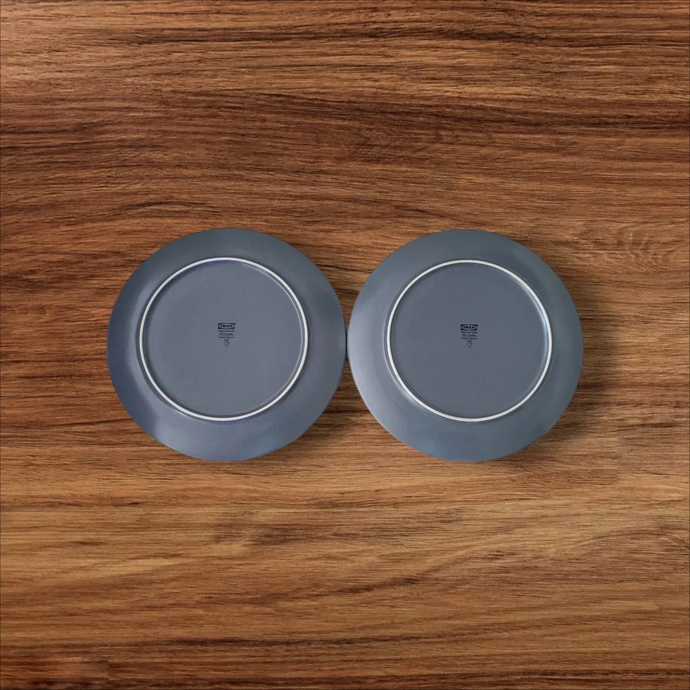 Ikea Dinera 18691 Dinner Plates Matte Dark Gray Stoneware Set‎ of 2